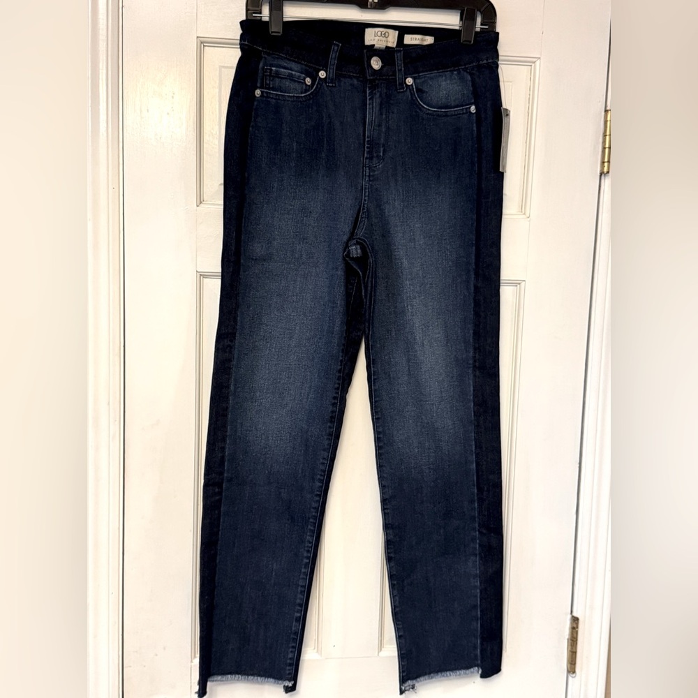 LOGO by Lori Goldstein Dark Blue Straight Leg Jeans